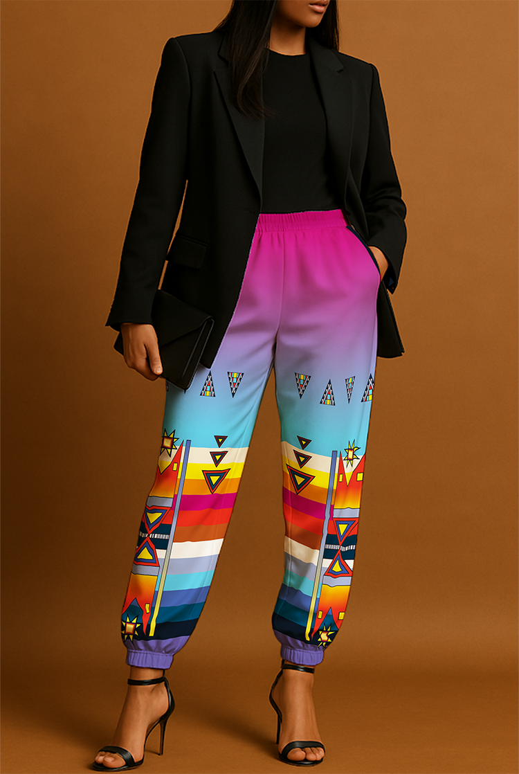 Morning Star Geometric Ribbon Jogger Pants