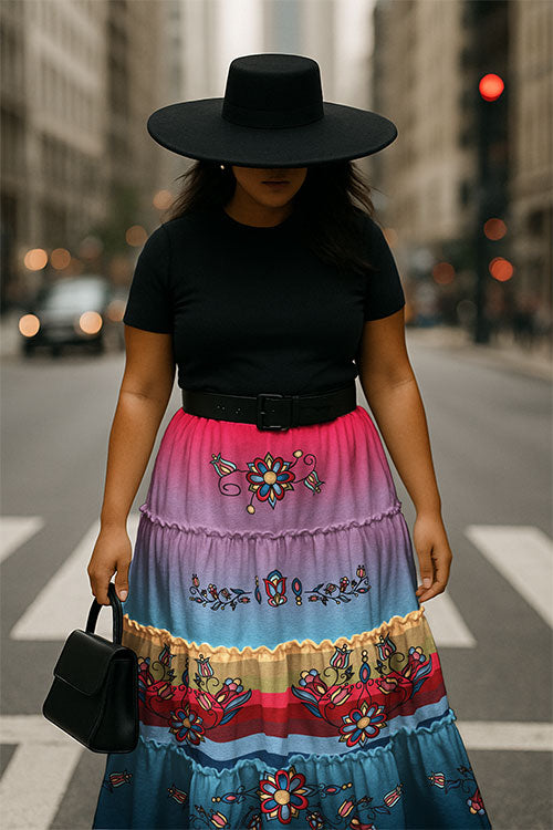 Frozen Petal Cascade Three Tier Skirt