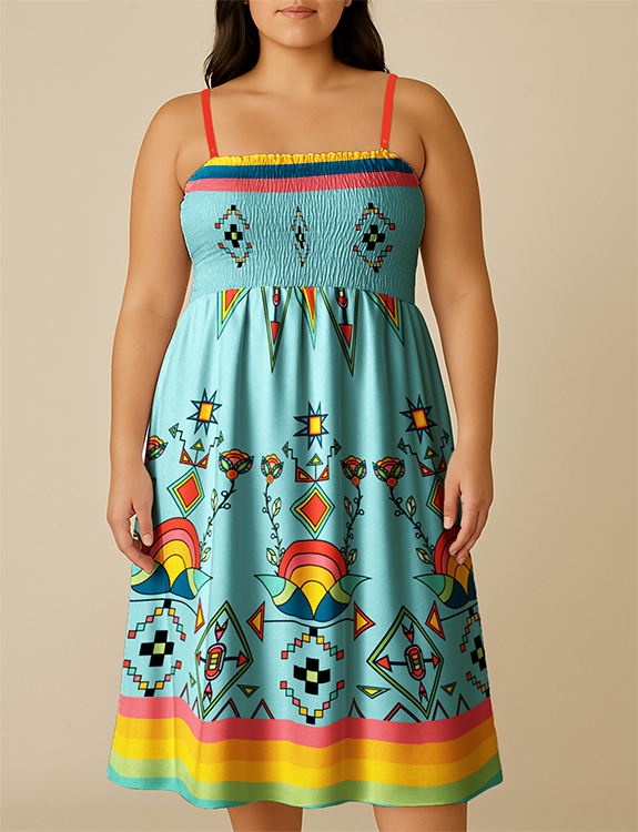 Horizon Blossom Light Blue Smock Top Dress