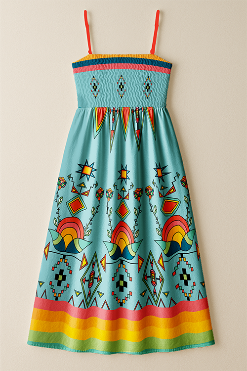 Horizon Blossom Light Blue Smock Top Dress