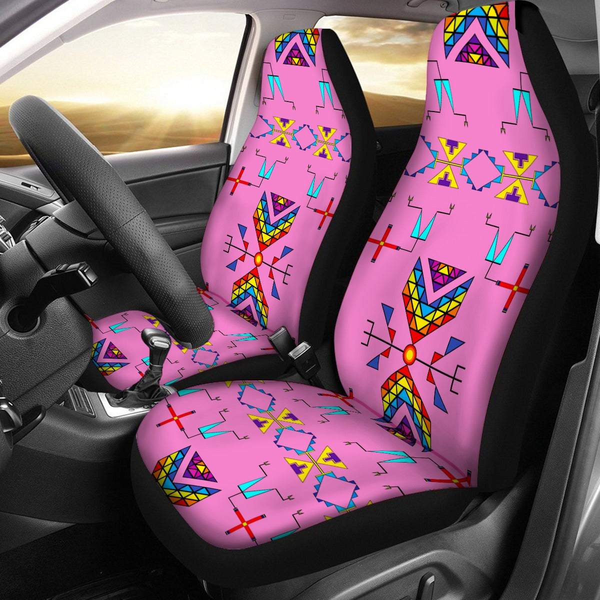 Rainy Chief Rainbow Blush Universal Car Seat Cover With Thickened Back