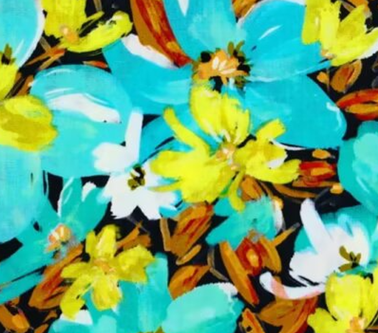 Painted Spring Flowers Cotton Fabric