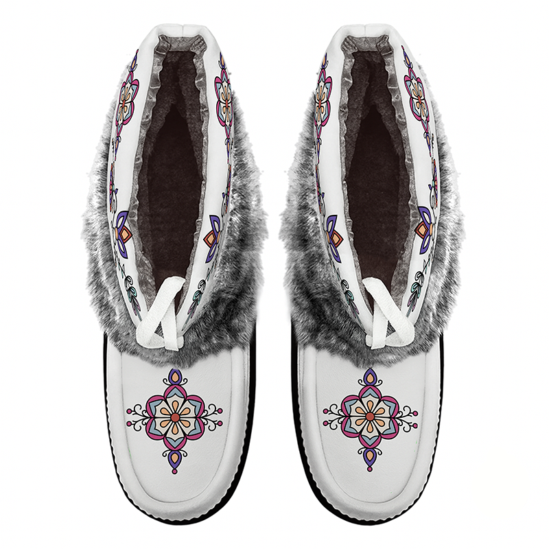 Aurora Petal Glow Leather MocLux Ankle with Fur