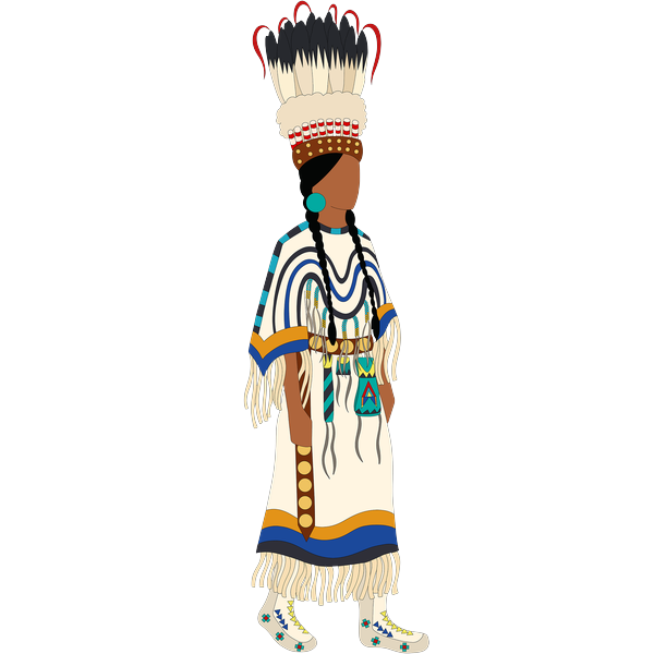 Blackfoot Women in Regalia with Headdress 2 2inch by 2inch Vinyl Sticker