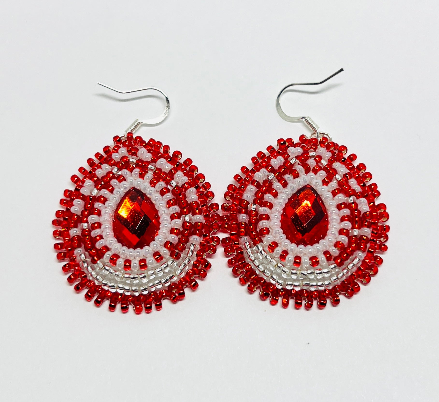 Brandon Swain Novlesky Red and White Earrings