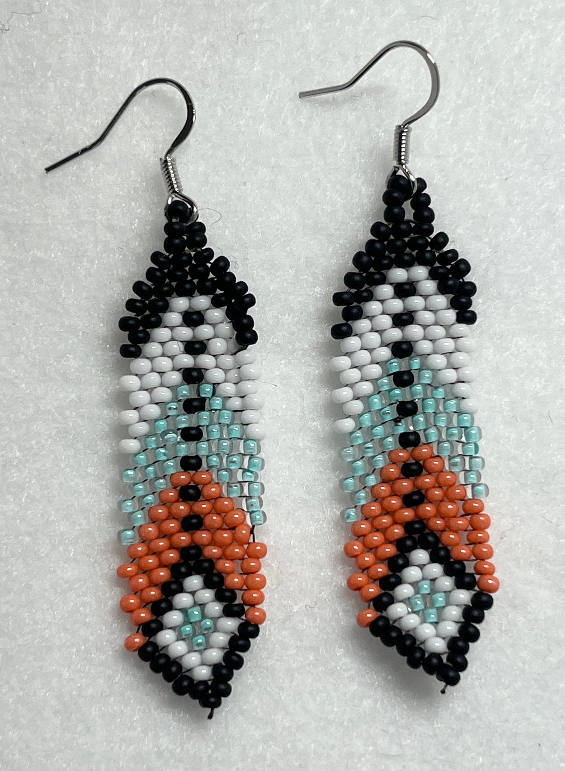 Brandon Swain Novlesky Coral/Teal Feather Earrings