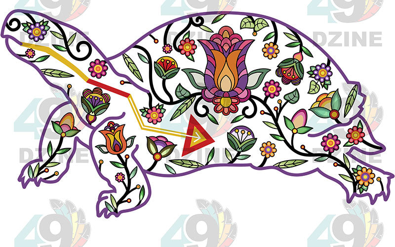 Land Turtle Floral Animals 02-M Various Sizes