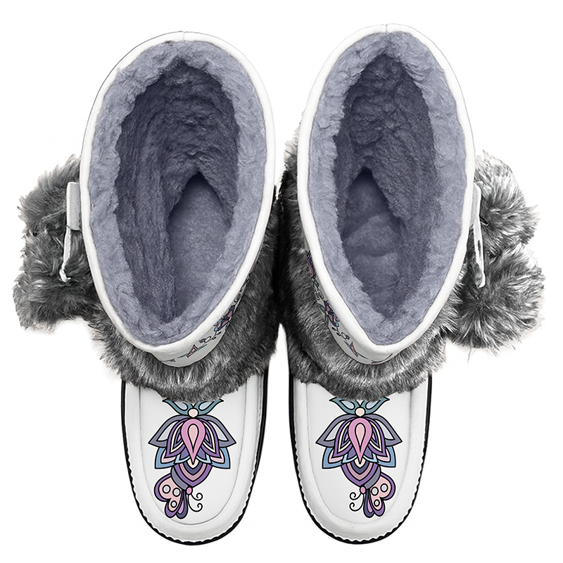 Snow Petal Spirit Real Leather MocLux Calf with Fur