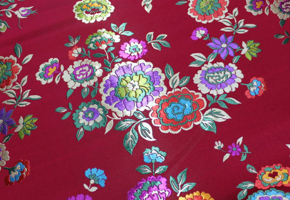 Petal Paradise Burgundy Jacquard Fabric