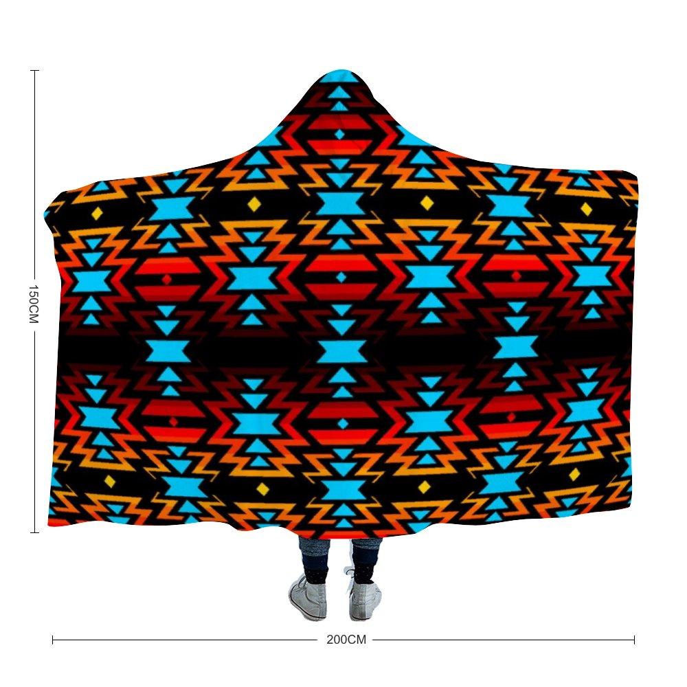 Black Fire and Turquoise Hooded Blanket 49 Dzine