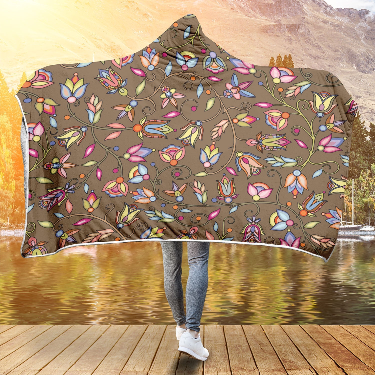 Buffalo Bloom Earth Song Hooded Blanket