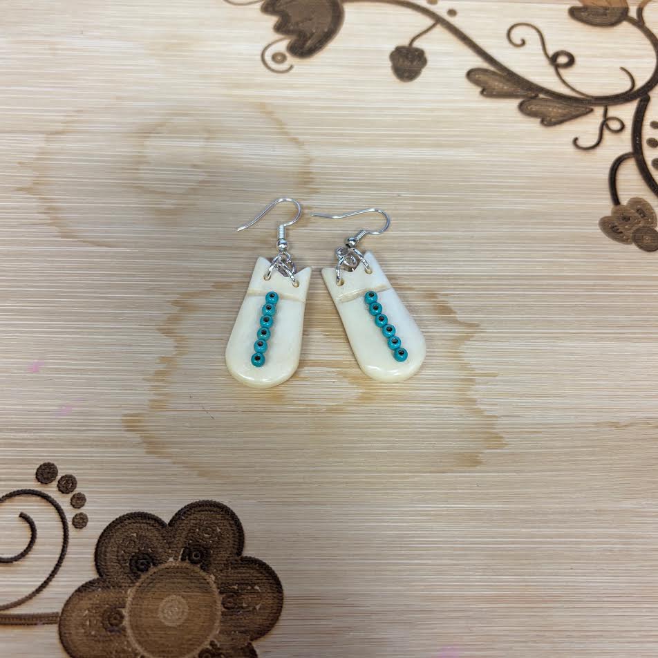 Mikey Runningbird Turquoise Dream Elk Teeth Earrings