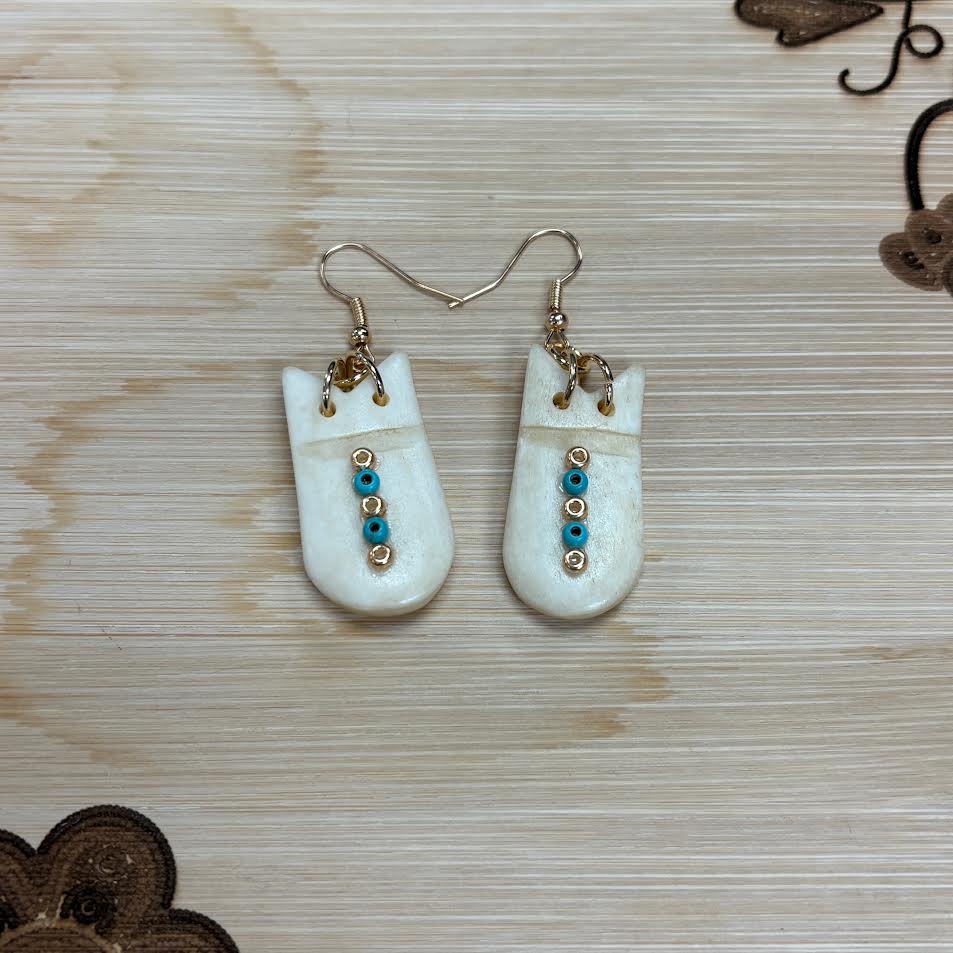 Mikey Runningbird Elk Teeth Sun Turquoise Earrings