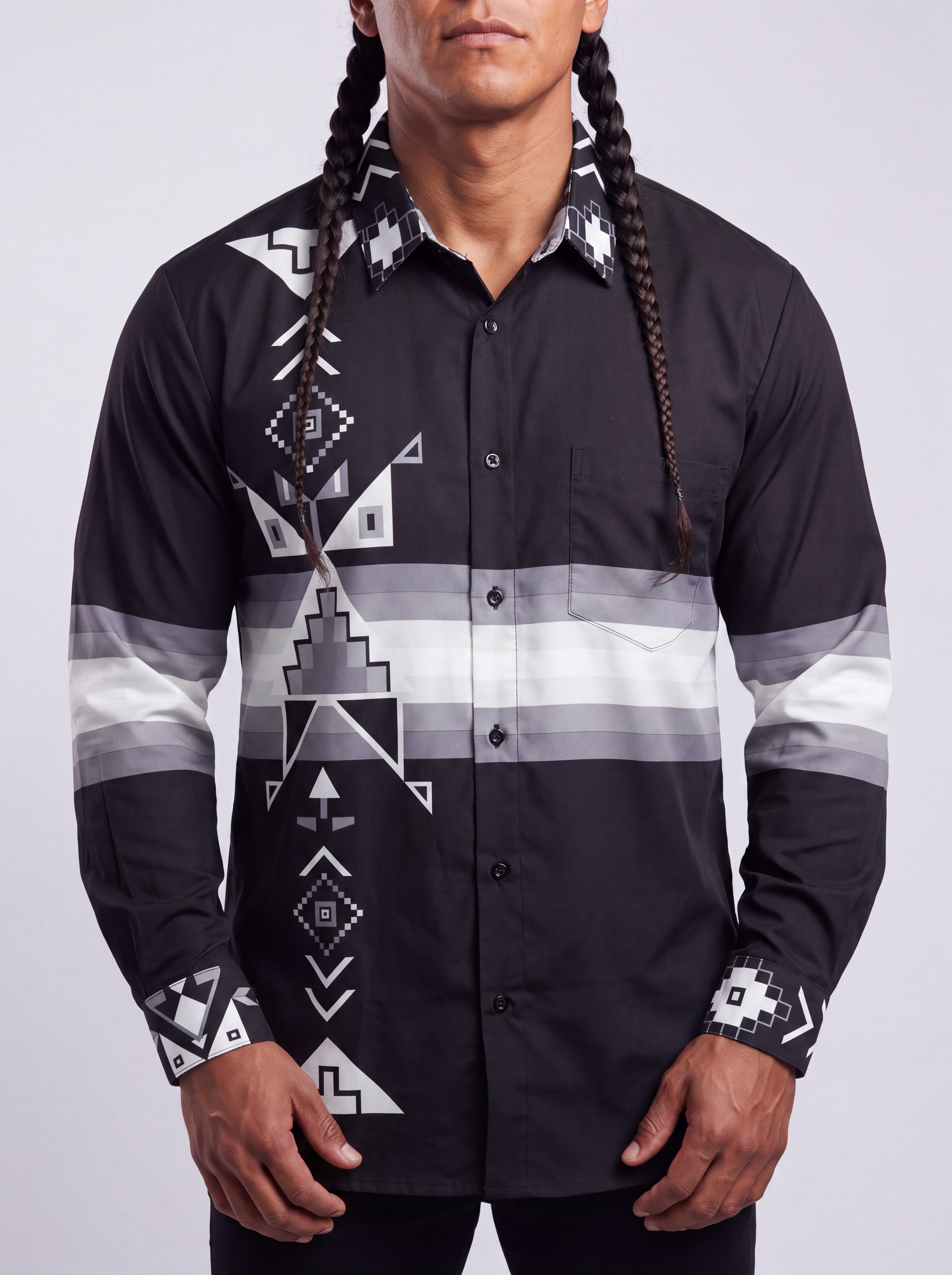 Standing Fast Long Sleeve Geometric Dress Shirt