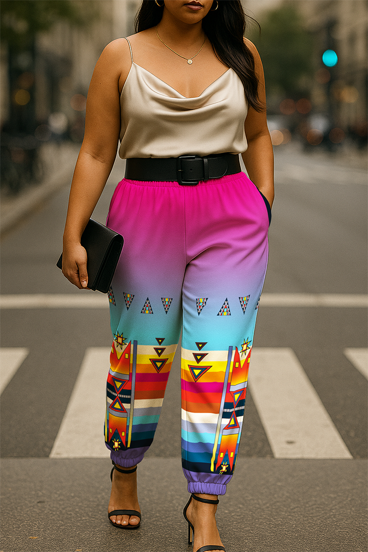 Morning Star Geometric Ribbon Jogger Pants