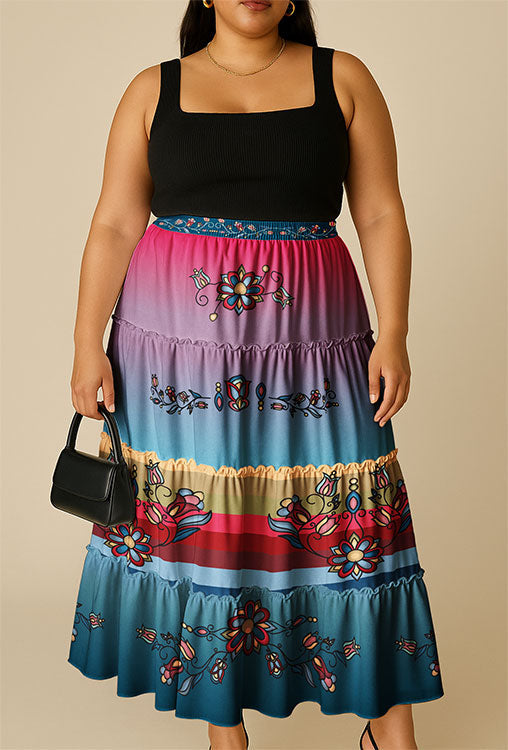 Frozen Petal Cascade Three Tier Skirt