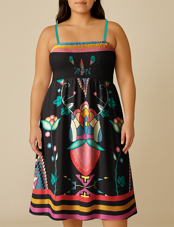 Heartberry Bloom Dark Smock Top Dress