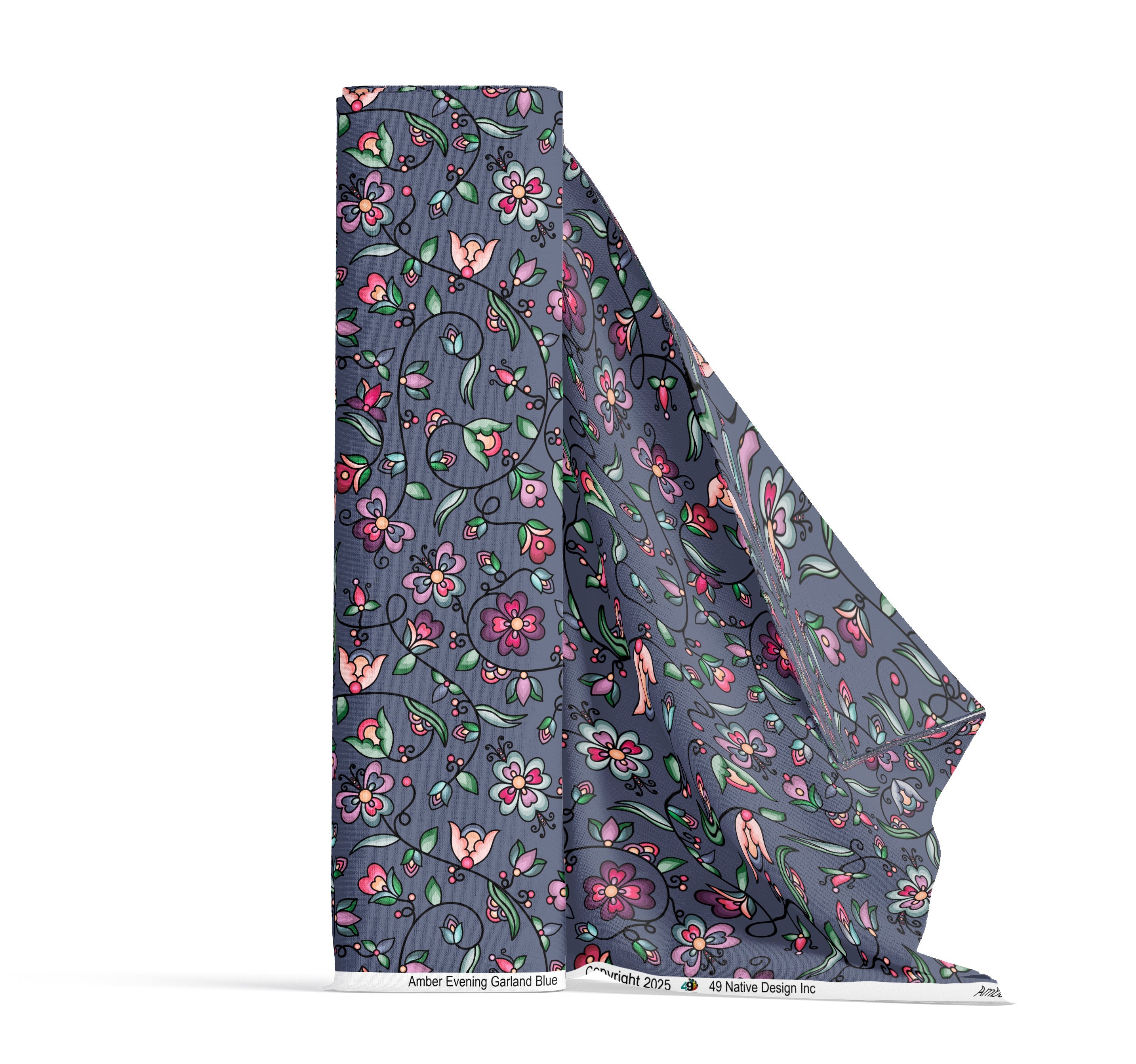 Amber Evening Garland Blue Cotton Poplin