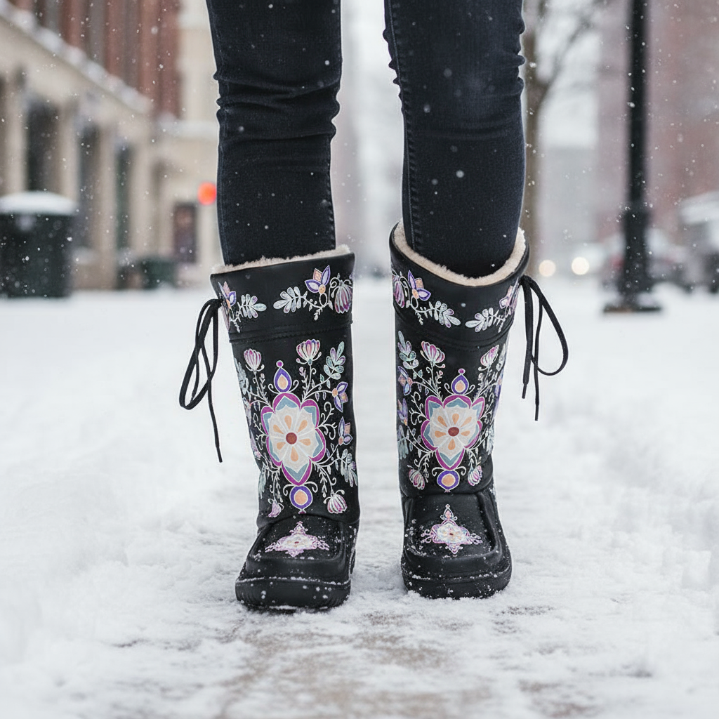 Aurora Petal Glow Black Real Leather MocLux Tall