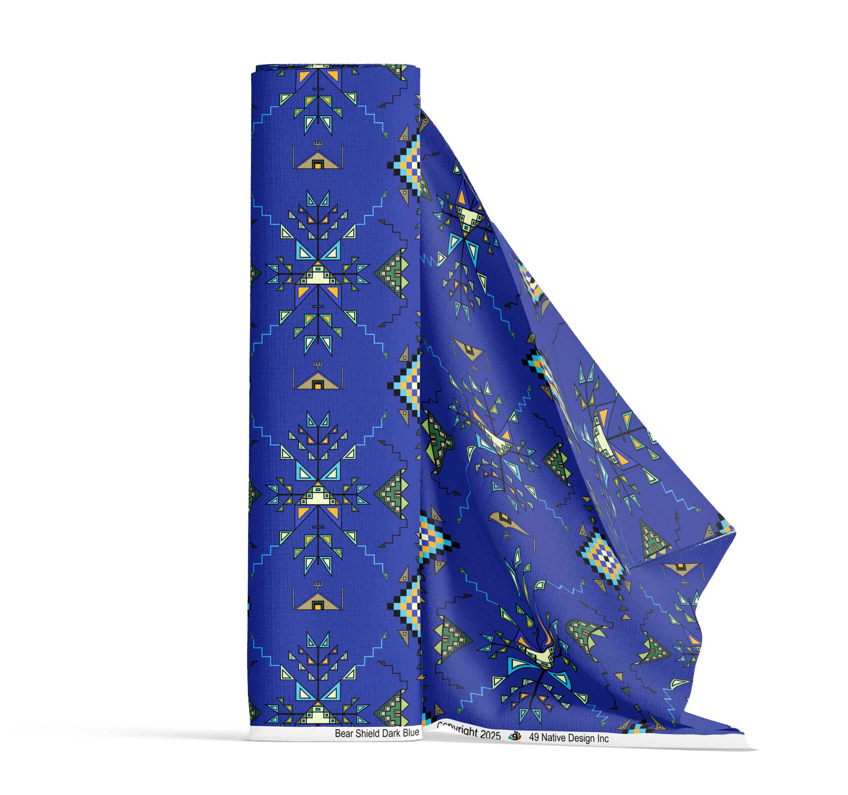 Bear Shield Dark Blue Cotton Poplin