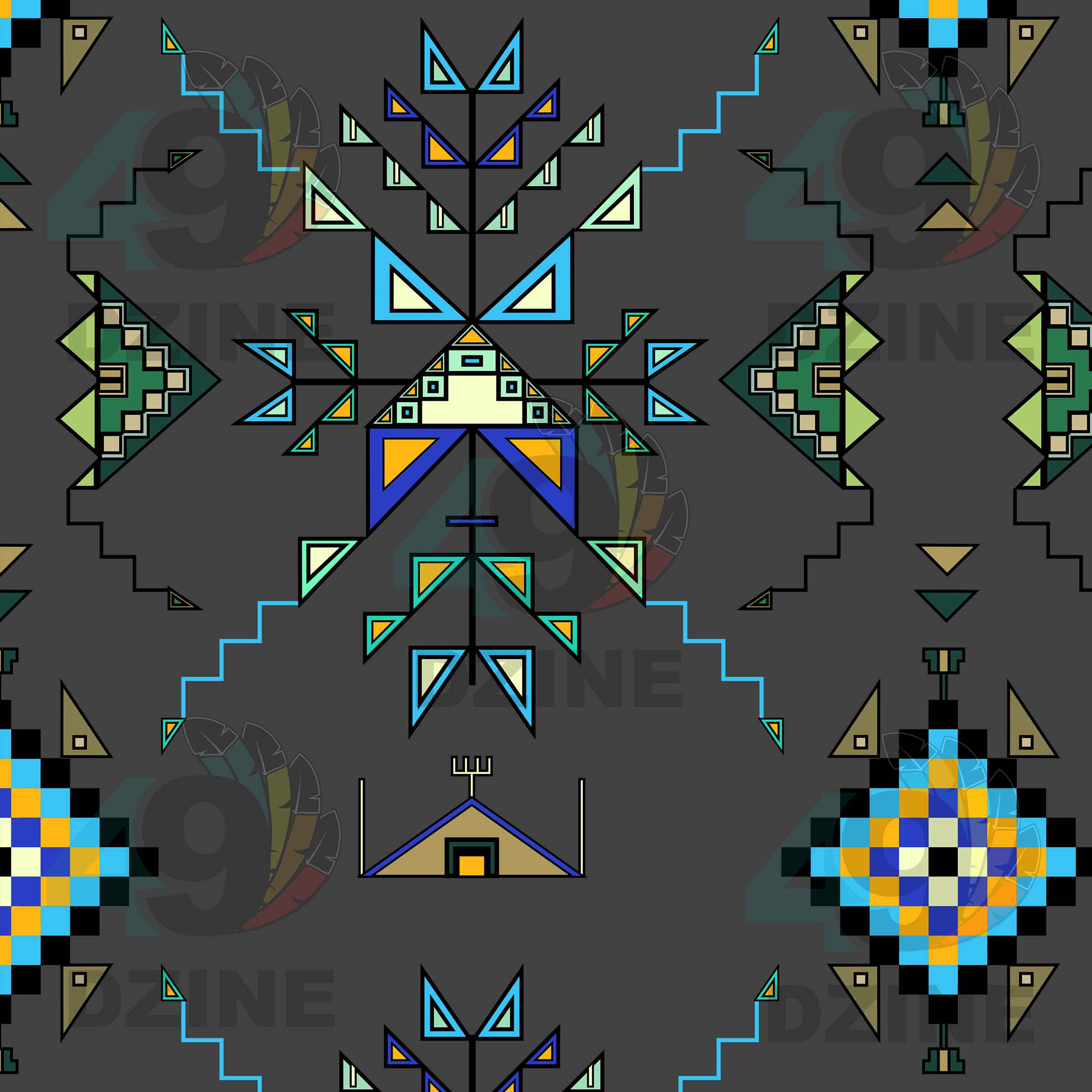 Bear Shield Gray Cotton Poplin