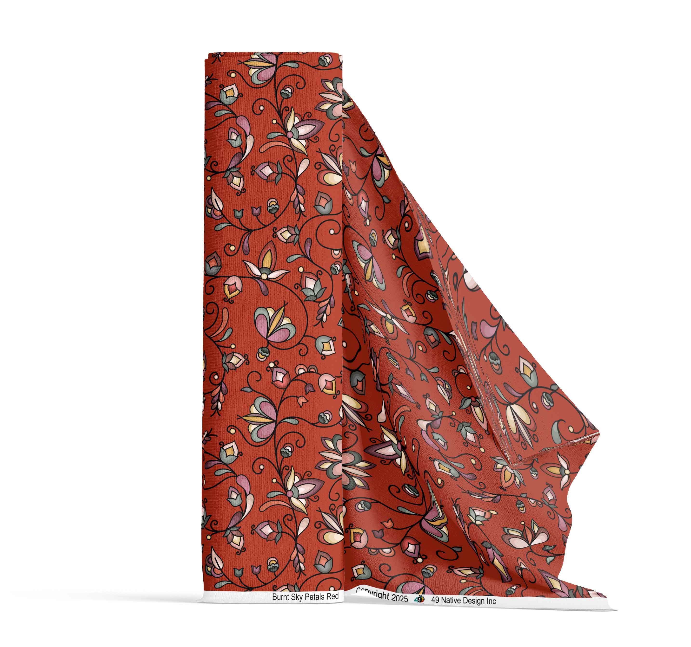 Burnt Sky Petals Red Cotton Poplin