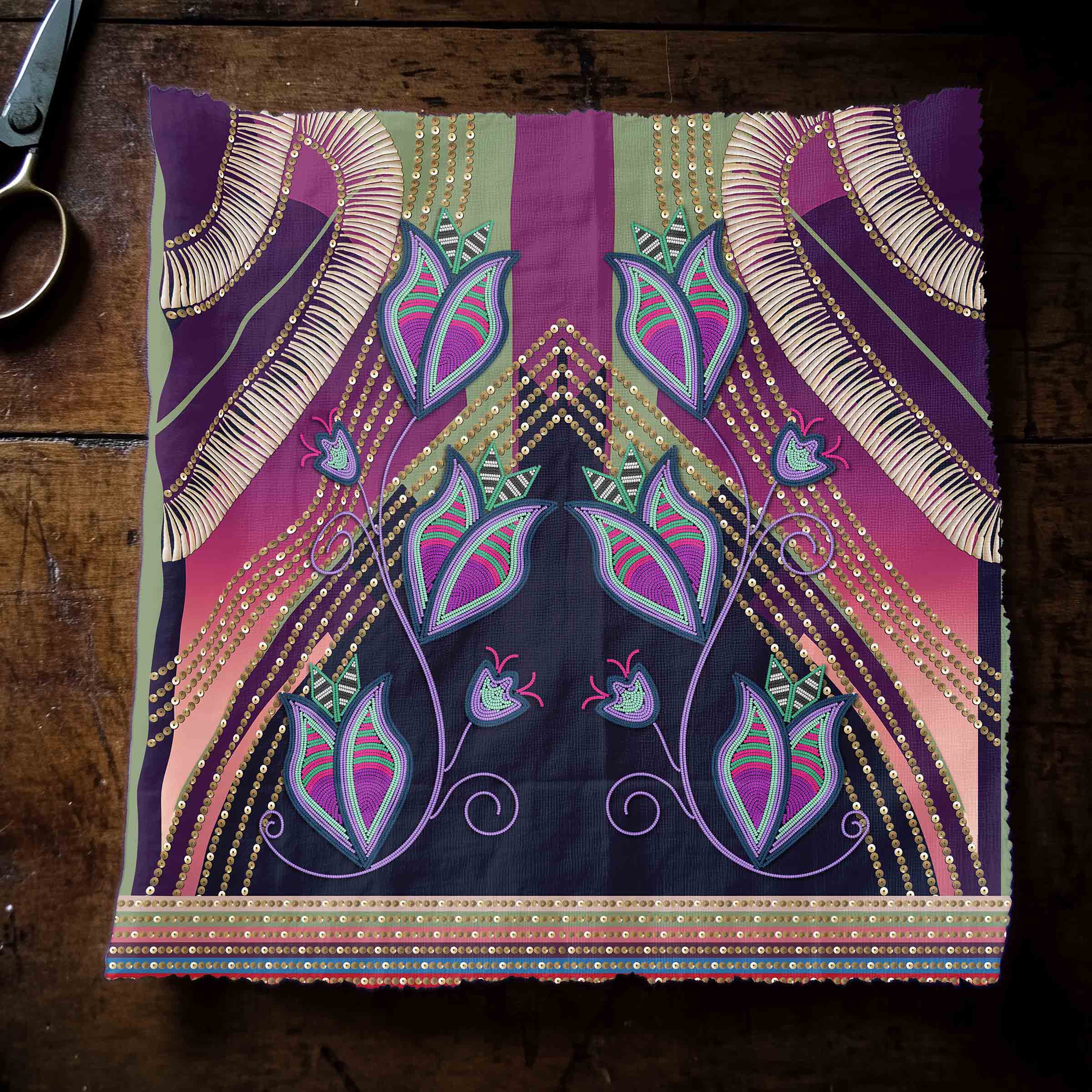 Dentalium Dreams Sage Cotton Poplin