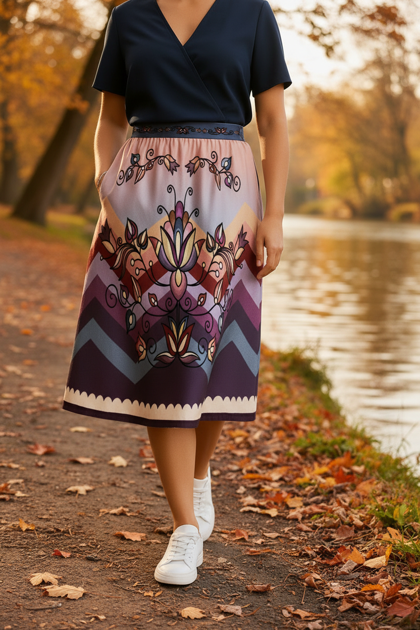 Ember Blossom Midi Skirt