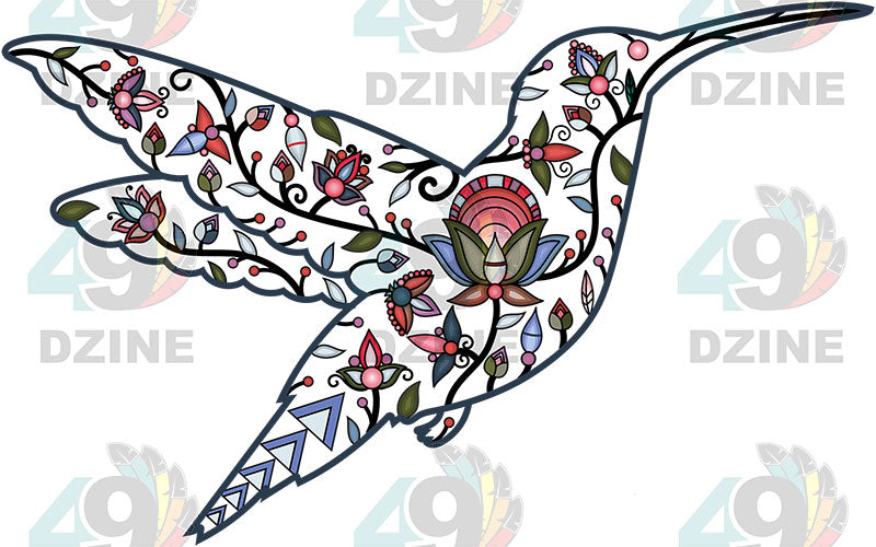 Hummingbird Floral Animals 02-M Various Sizes