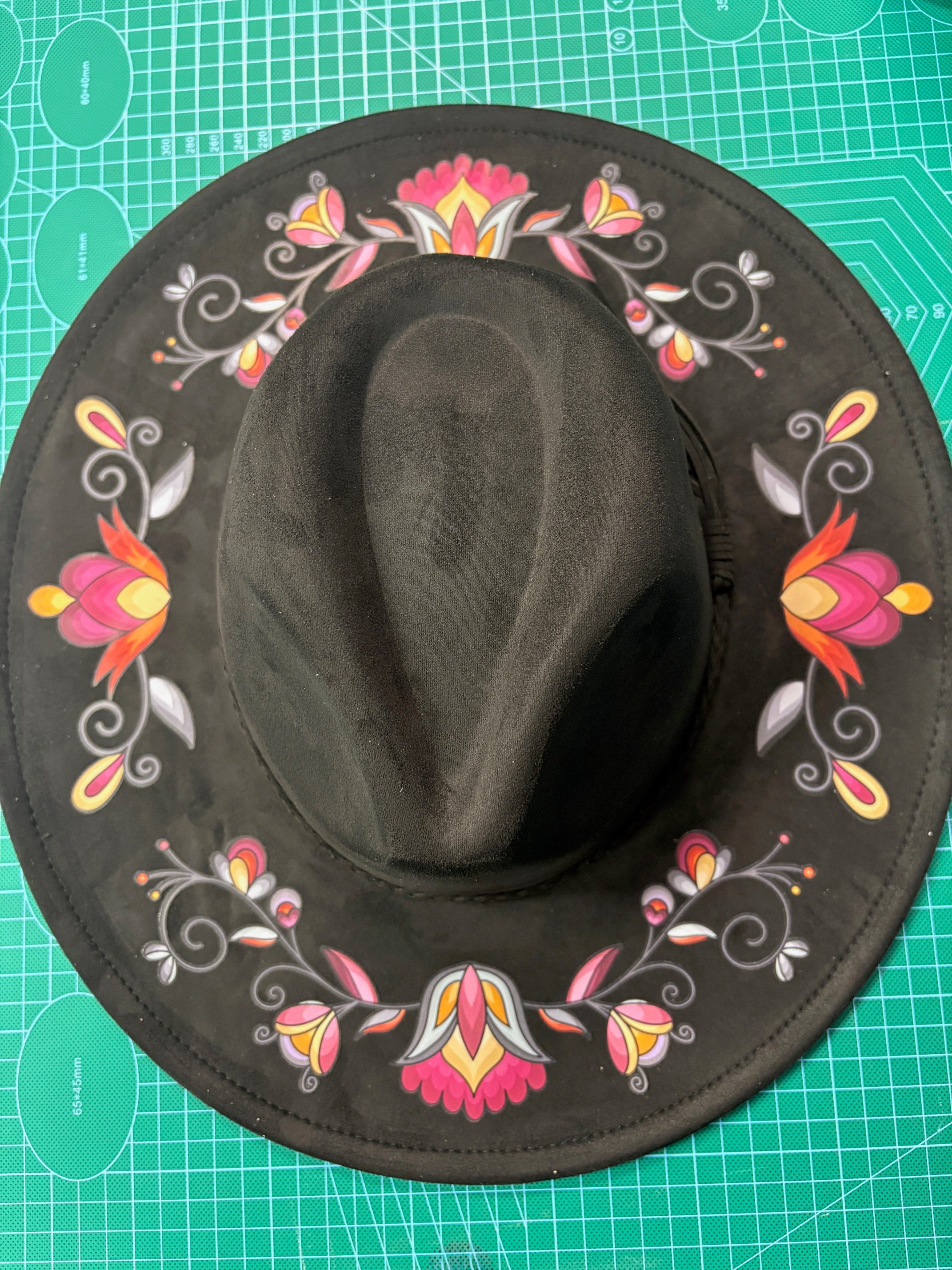 Crimson Drift Petals Black Fedora Hat