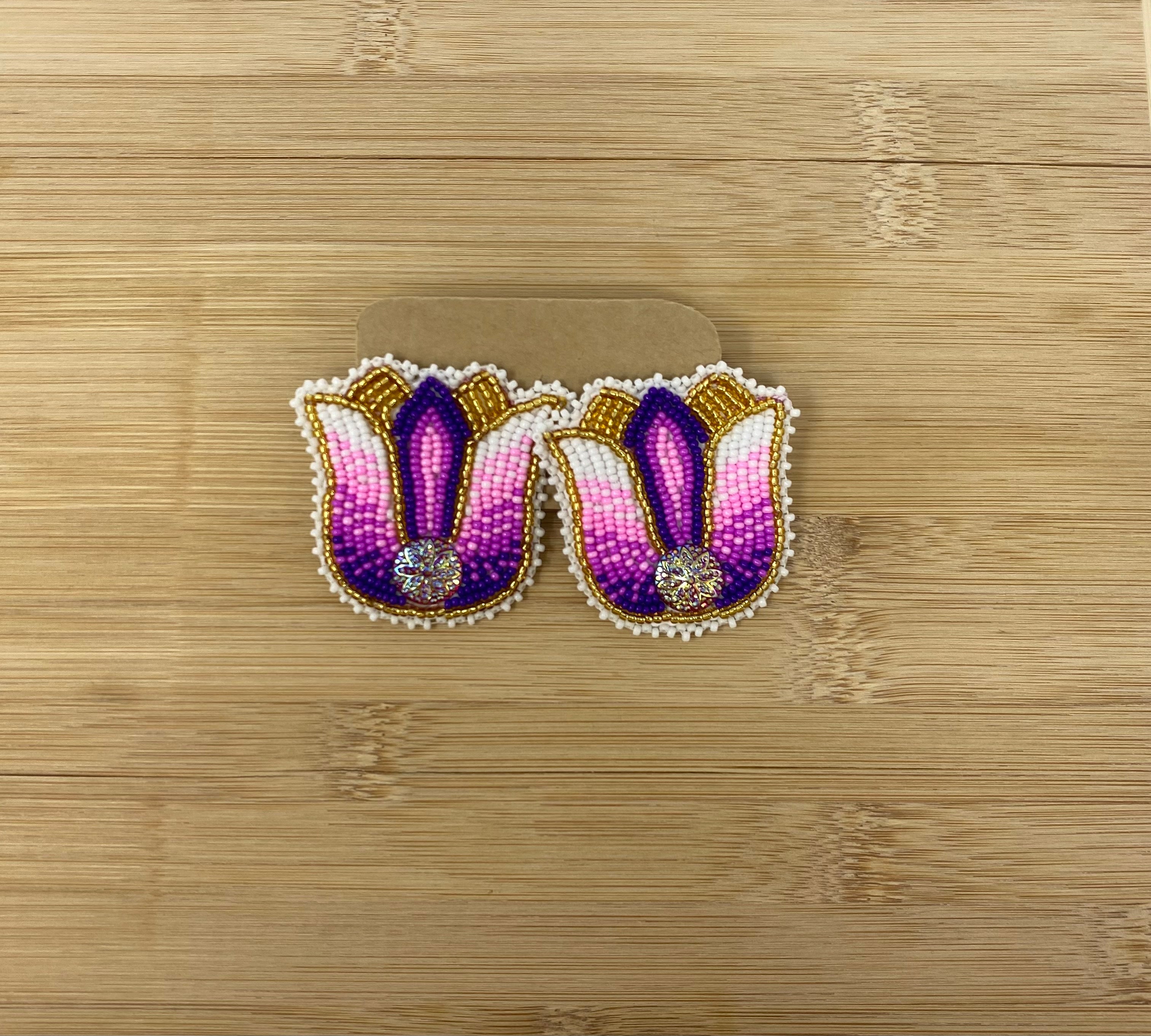 Danielle Redgun Beaded Tulip Earrings