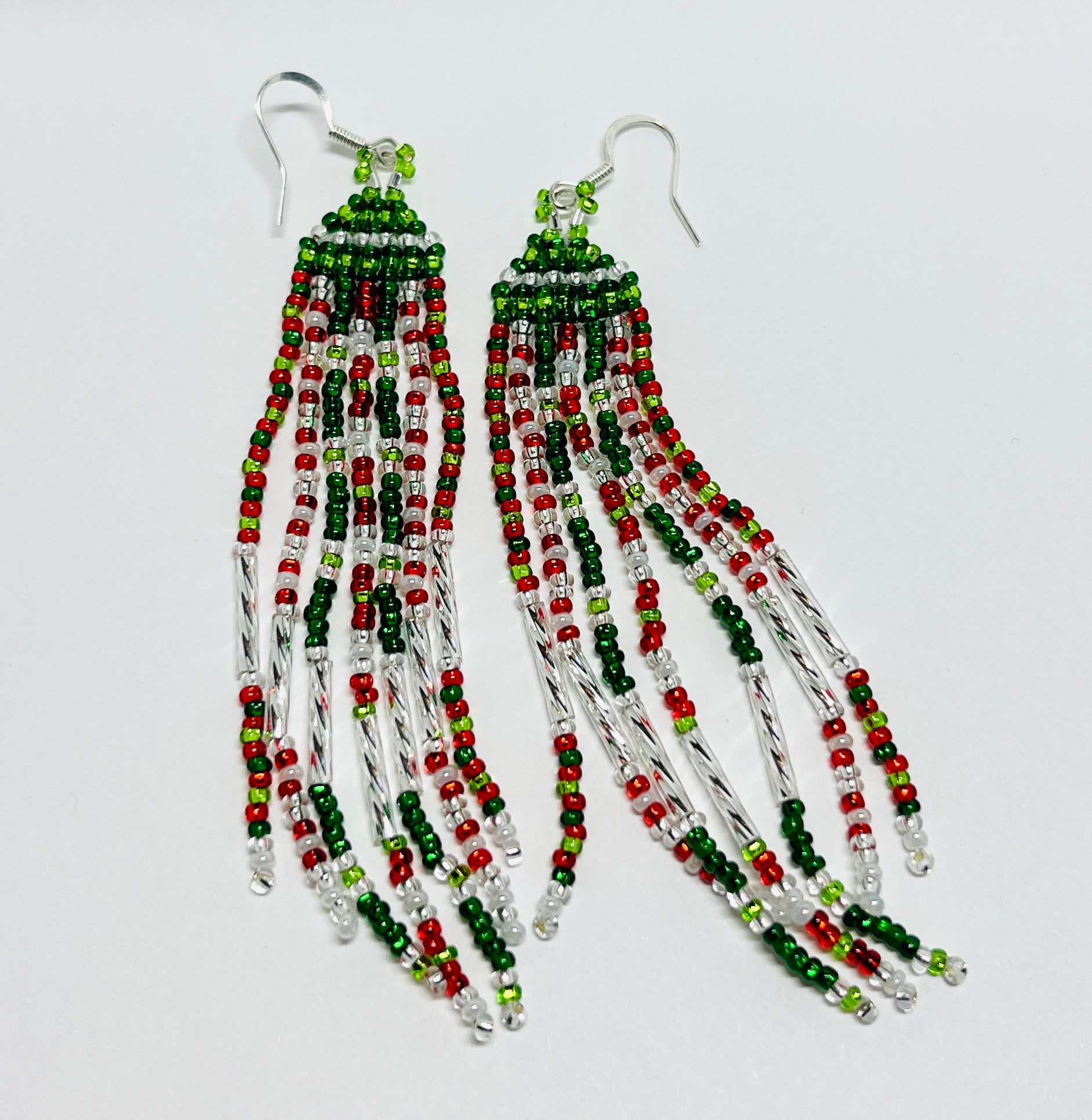 Brandon Swain Novlesky Red White Green Dangle Earrings
