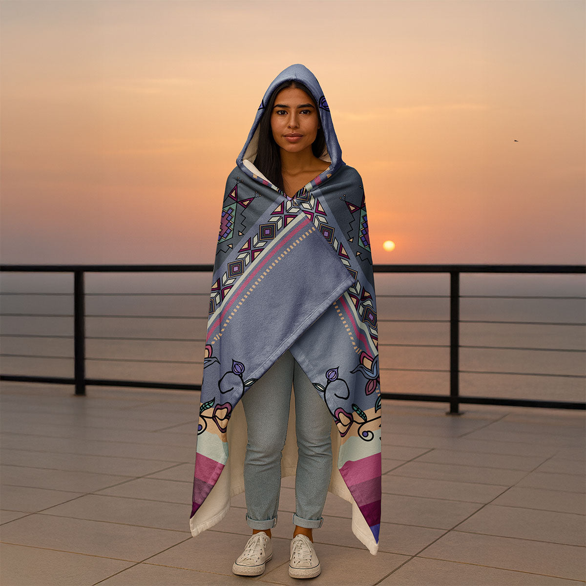 Moonlit Frost Hooded Blanket