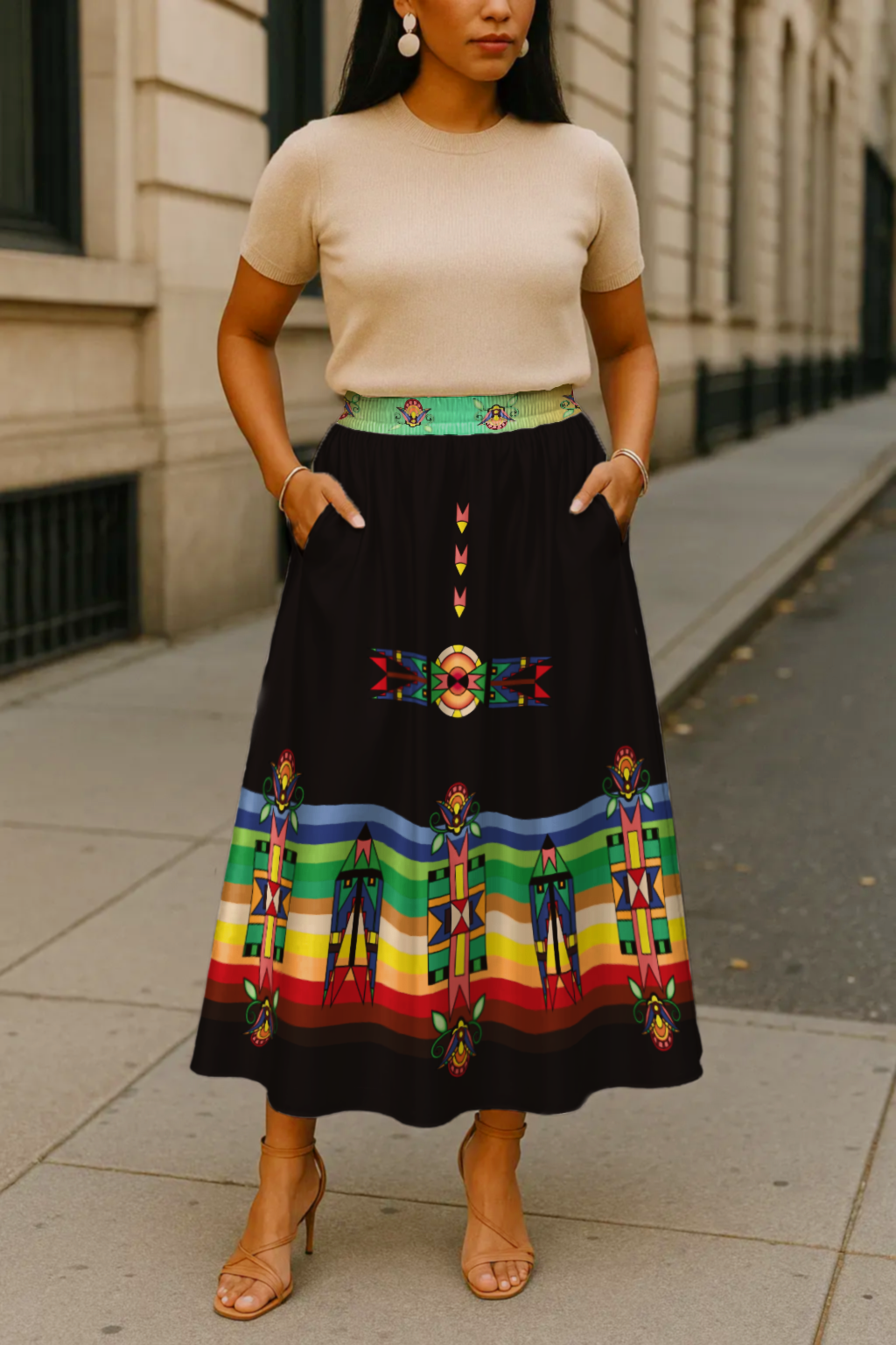Spirit Blossom Harmony Geometric Skirt