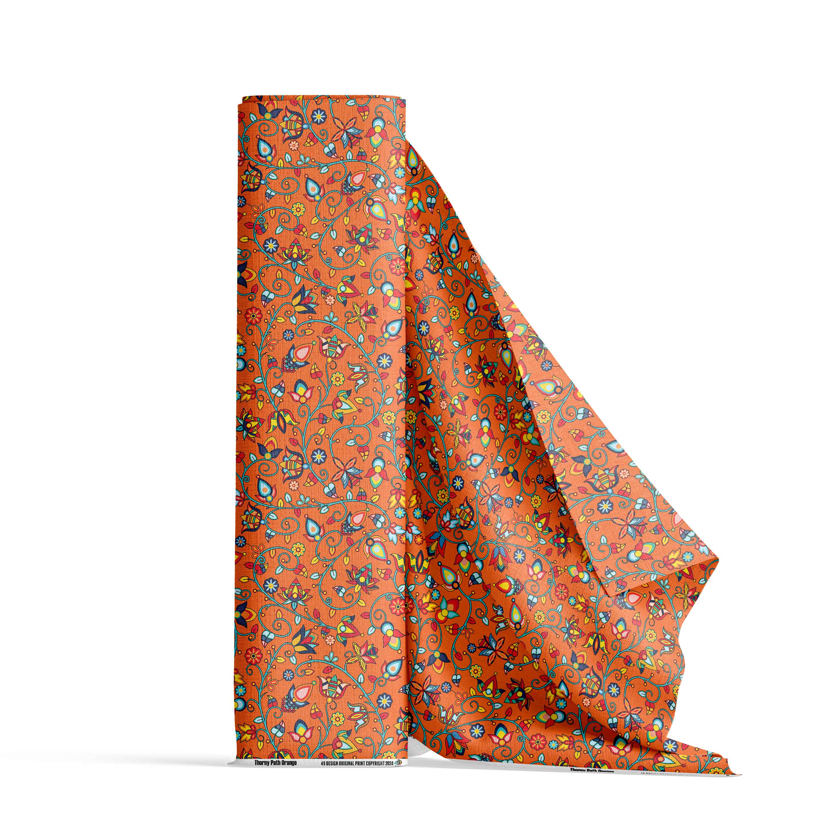 Thorny Path Orange Cotton Fabric