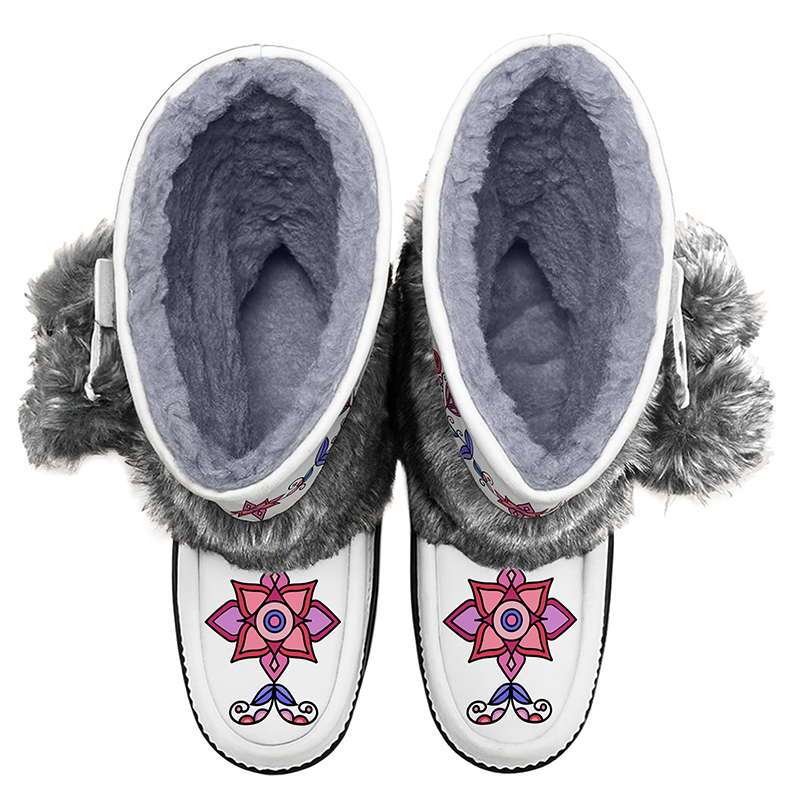 Frost Flower Circle Real Leather MocLux Calf with Fur