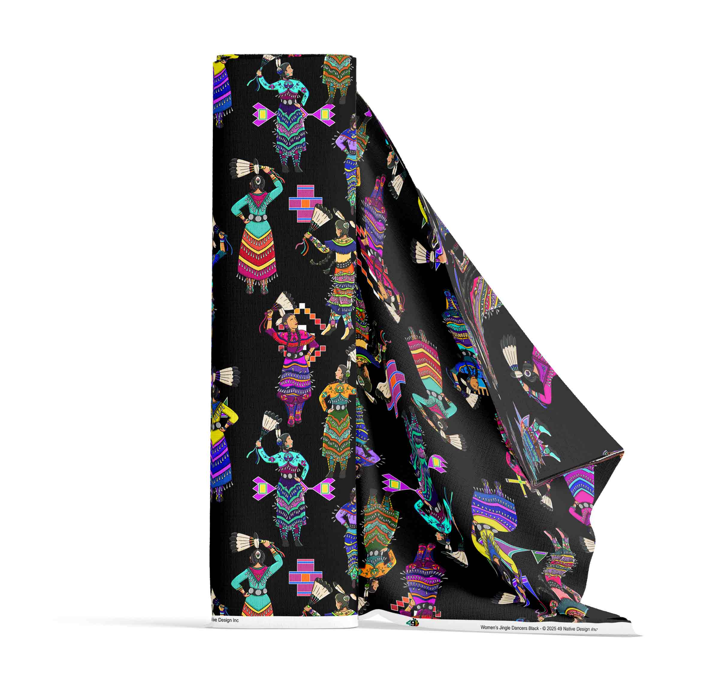 Women's Jingle Dancers Black Large Cotton Poplin