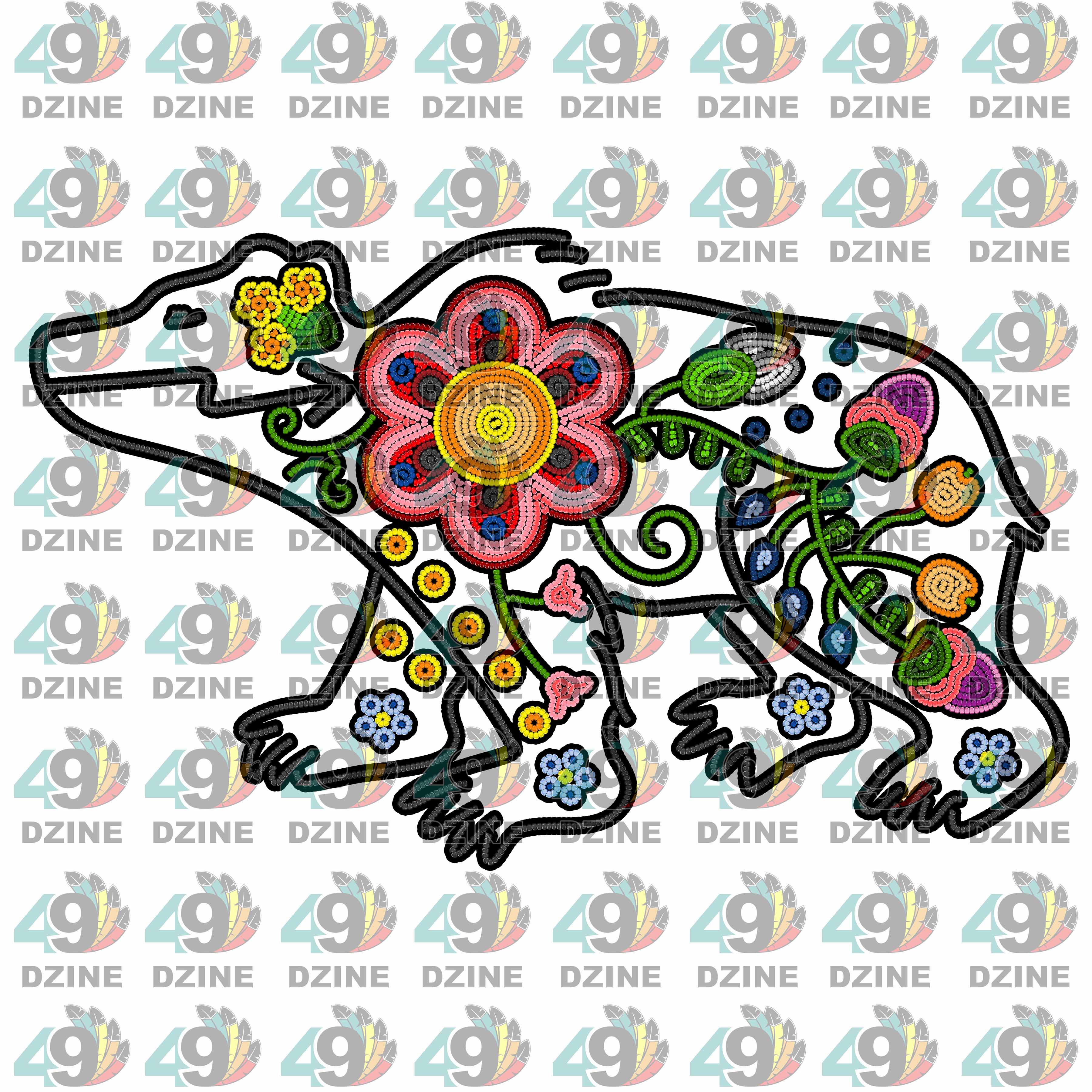 Floral Beaded Bear UV Sticker