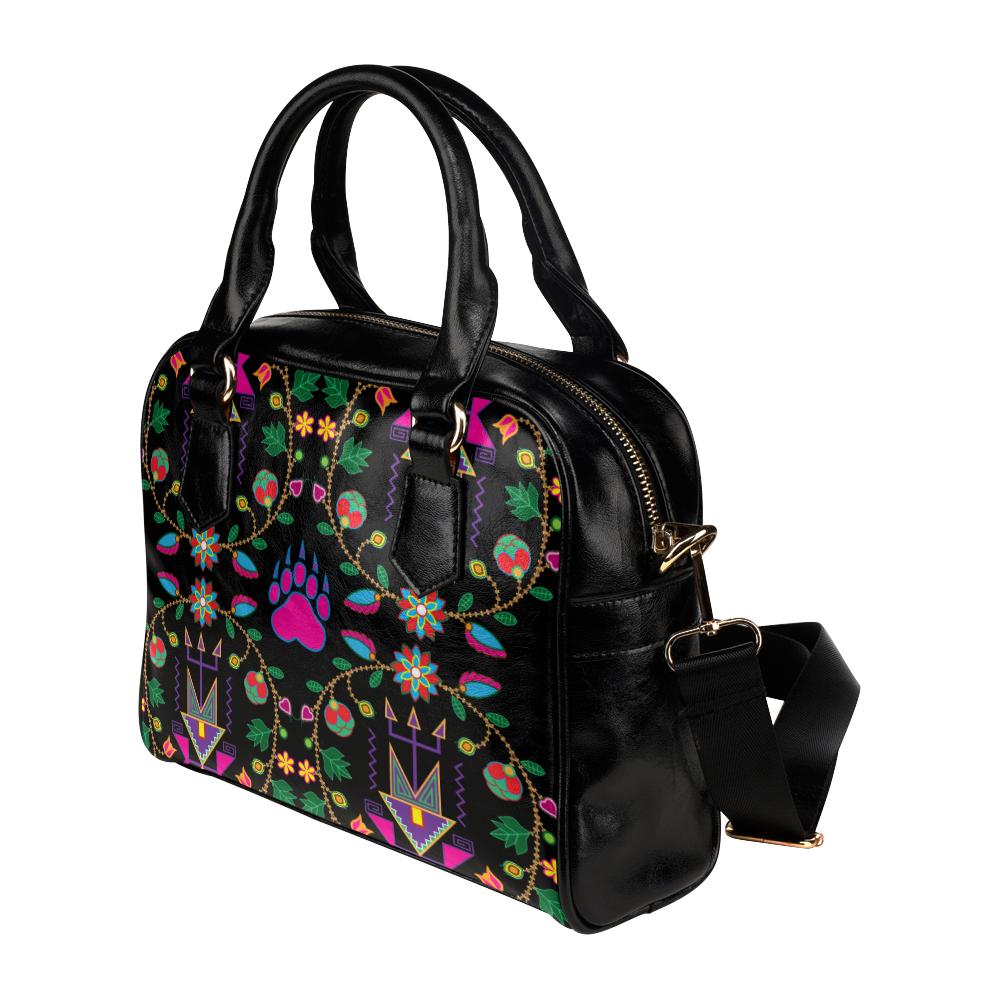 Geometric Floral Fall-Black Shoulder Handbag (Model 1634) Shoulder Handbags (1634) e-joyer