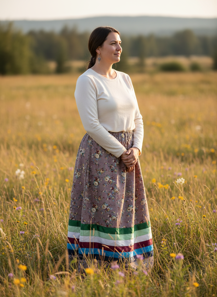 Silver Floral Ribbon Skirt