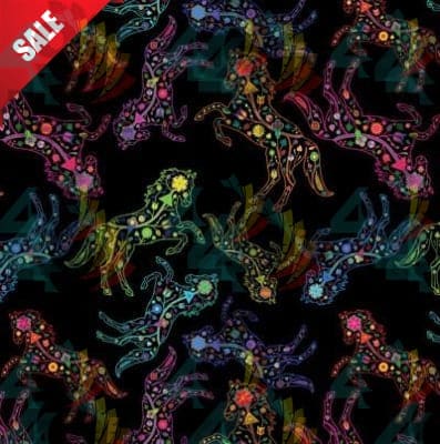 Neon Floral Animals Cotton Fabric by the Yard