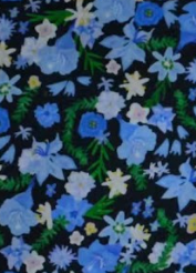 Summer Flowers Blue Cotton Fabric