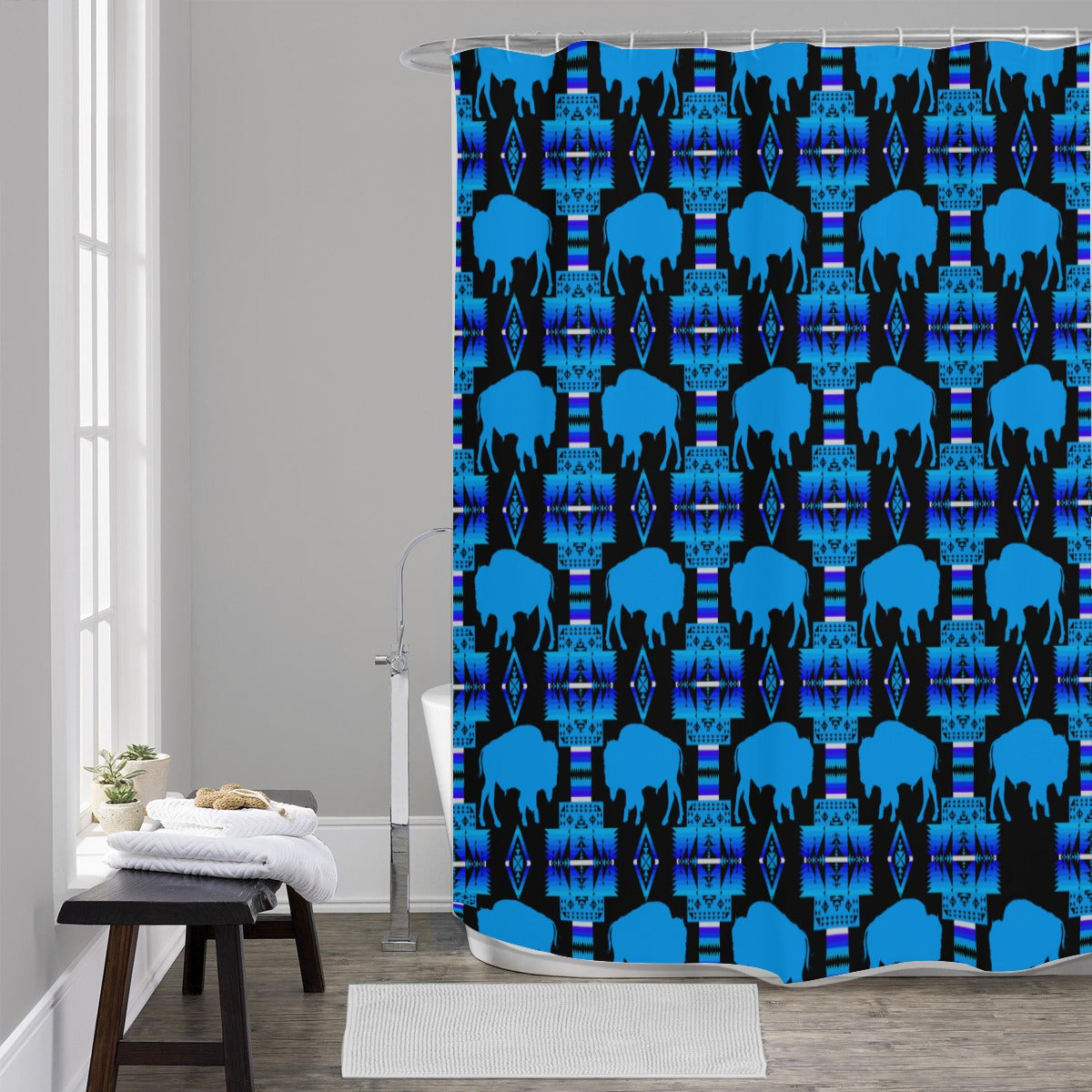 Midnight Buffalo Lake Shower Curtain (59 inch x 71 inch)
