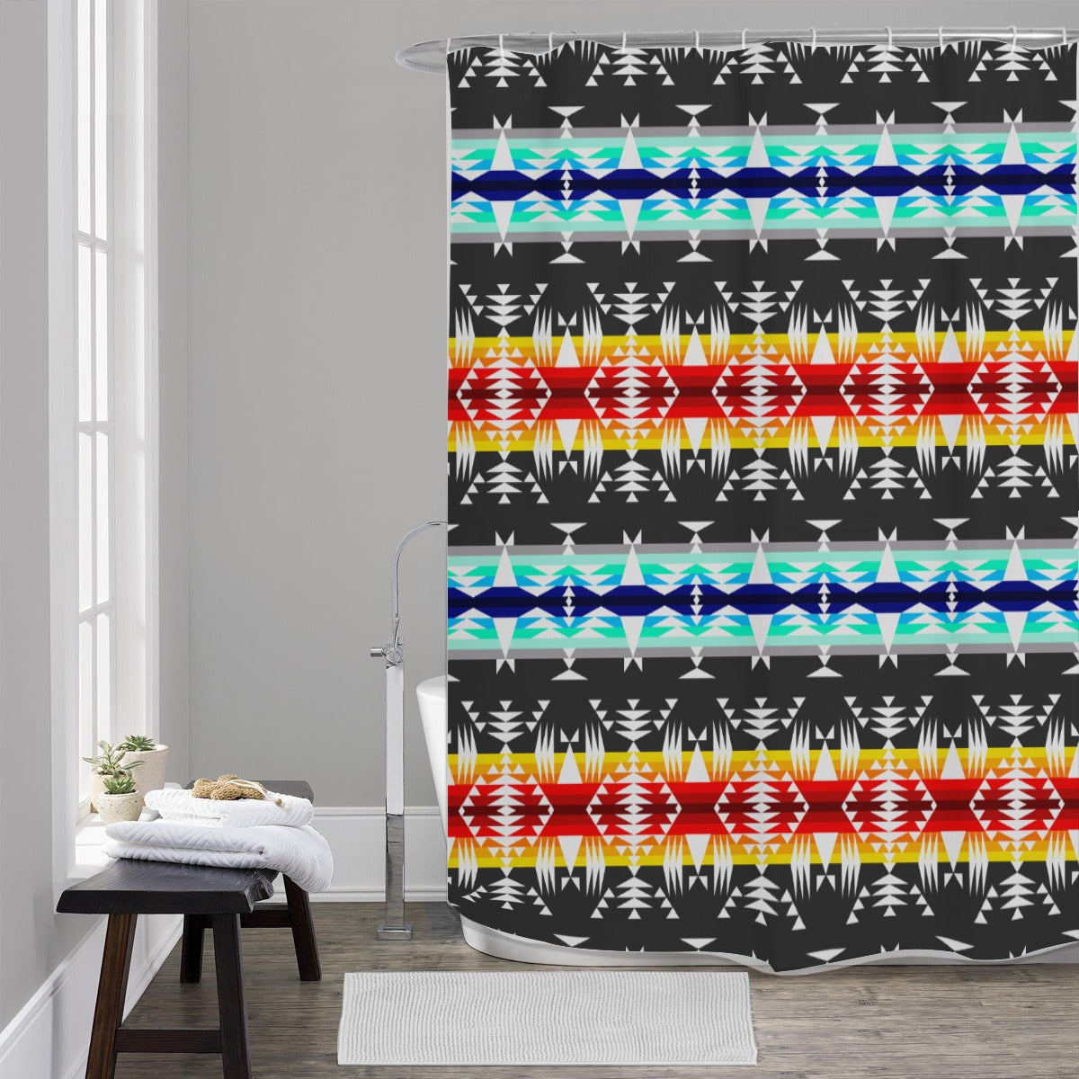 Between the Mountains Gray Shower Curtain (59 inch x 71 inch)