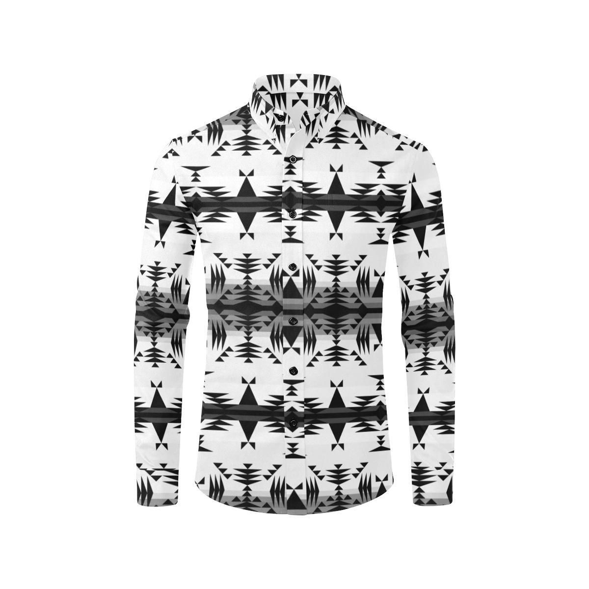 Between the Mountains White and Black Casual Dress Shirt