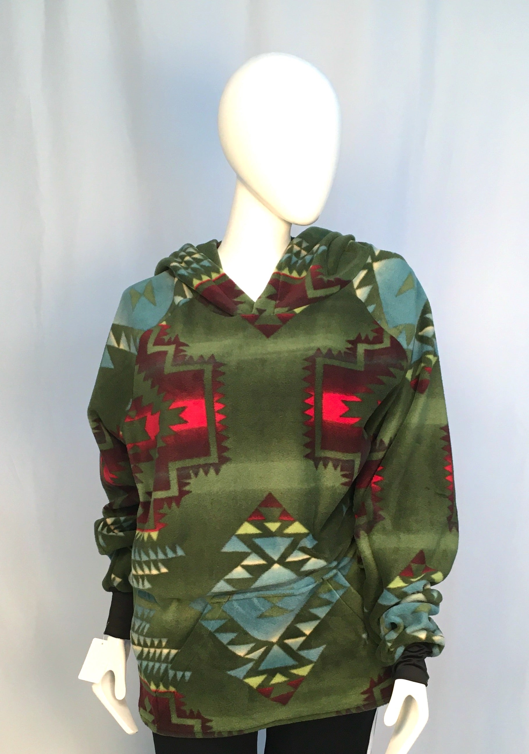 Olive and Geometric Hoodie Size 2XL