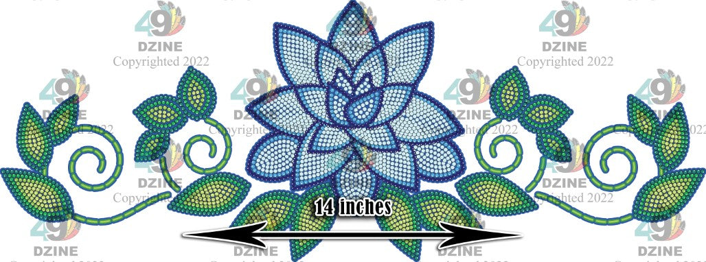 14-inch Floral Glitter Transfer - Beaded Florals Royal