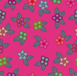 Berry Flowers Satin Fabric By the Yard