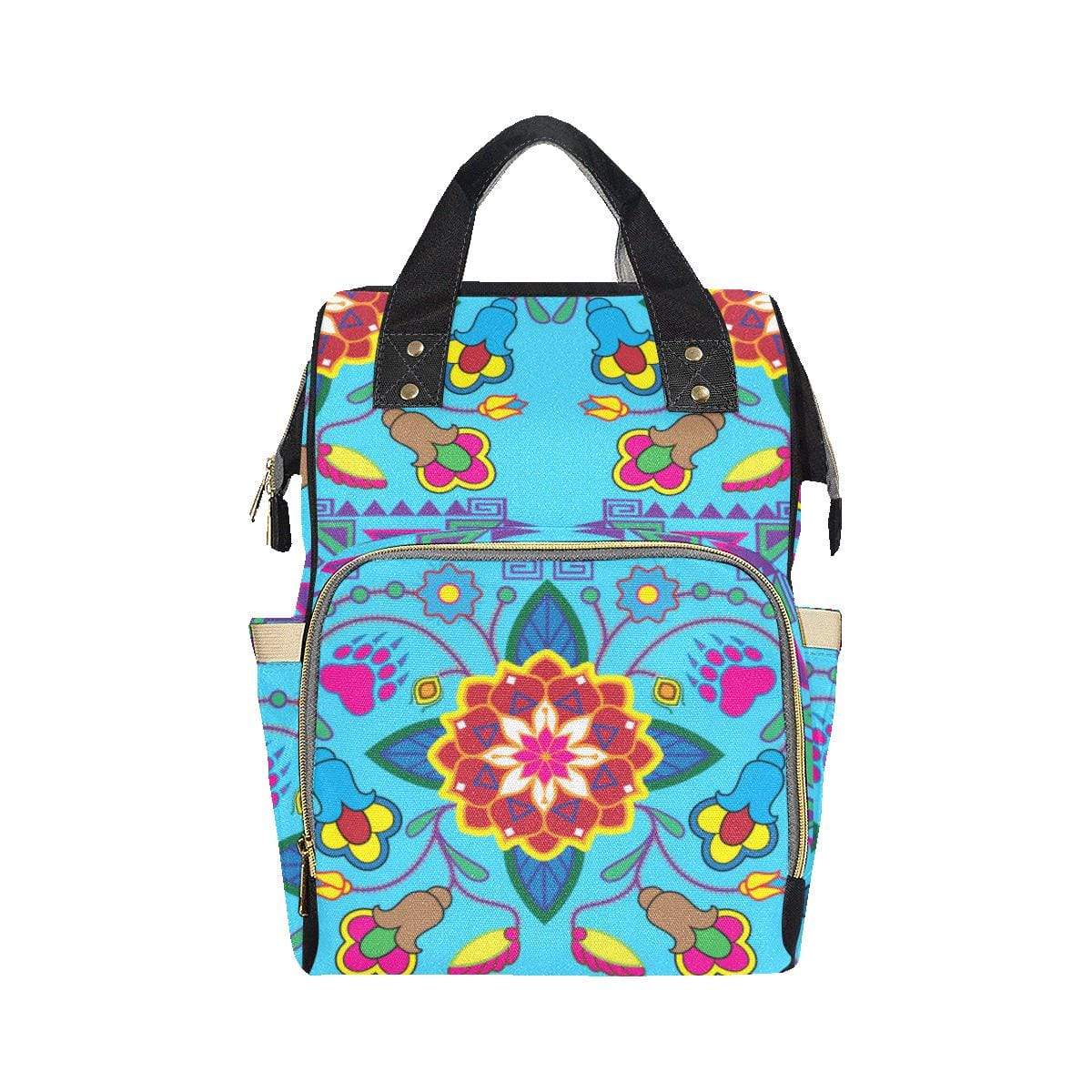 Geometric Floral Winter Sky Blue Multi-Function Diaper Backpack