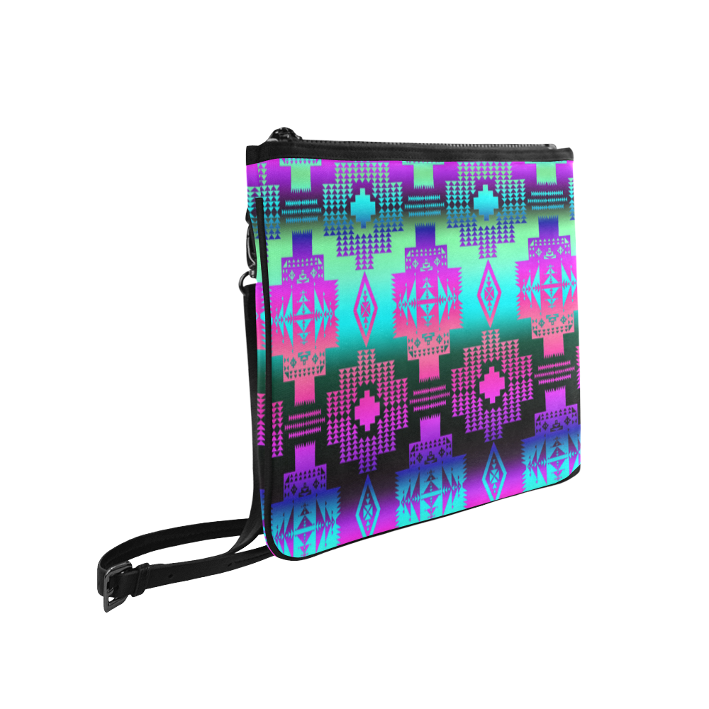 Seven Tribes Pink and Teal Horizon Slim Clutch